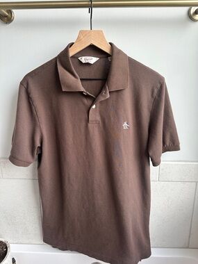 Vintage Original Penguin Brown Short-Sleeve Polo with Embroidered Logo